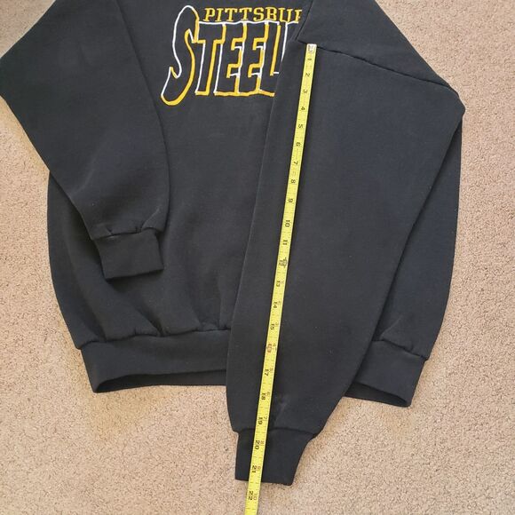 Vintage Logo 7 Pittsburgh Steelers Size Medium Mens Black Embroidered Sweatshirt - Picture 6 of 7